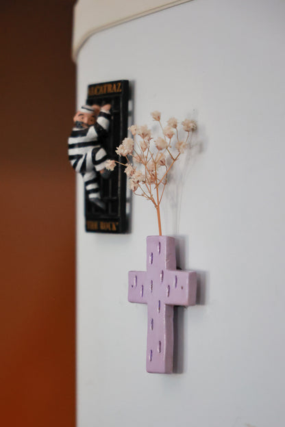 Handmade Cross Fridge Magnet-Light Purple