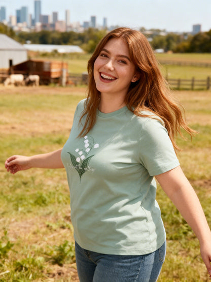 100%Cotton Women T-shirt, Lily of the Valley